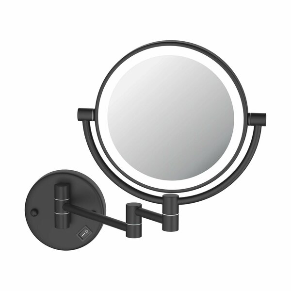 Kibi Circular LED Wall Mount Magnifying Make Up Mirror - Matte Black KMM101MB